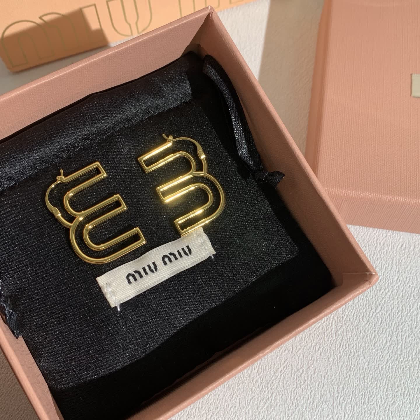 Miu Miu Gold 'U' Shape Earrings